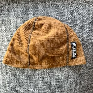 Melanzana Micro Grid Fleece Beanie in Tan, Size Adult Medium